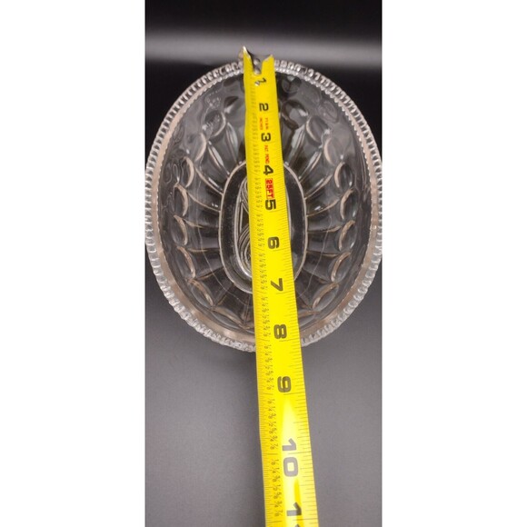 Vintage Depression Glass Pink Clear Candy Nut Dish Scalloped Oval Infinity READ - Picture 6 of 9